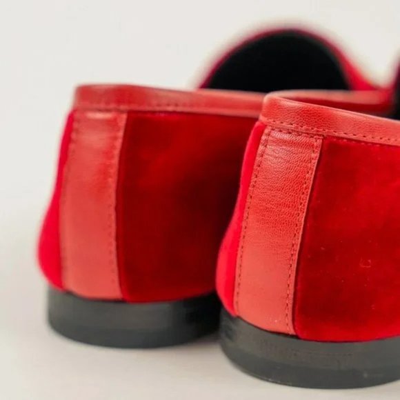 Gucci Jordaan Red Velvet Bit Loafers - Picture 5 of 6
